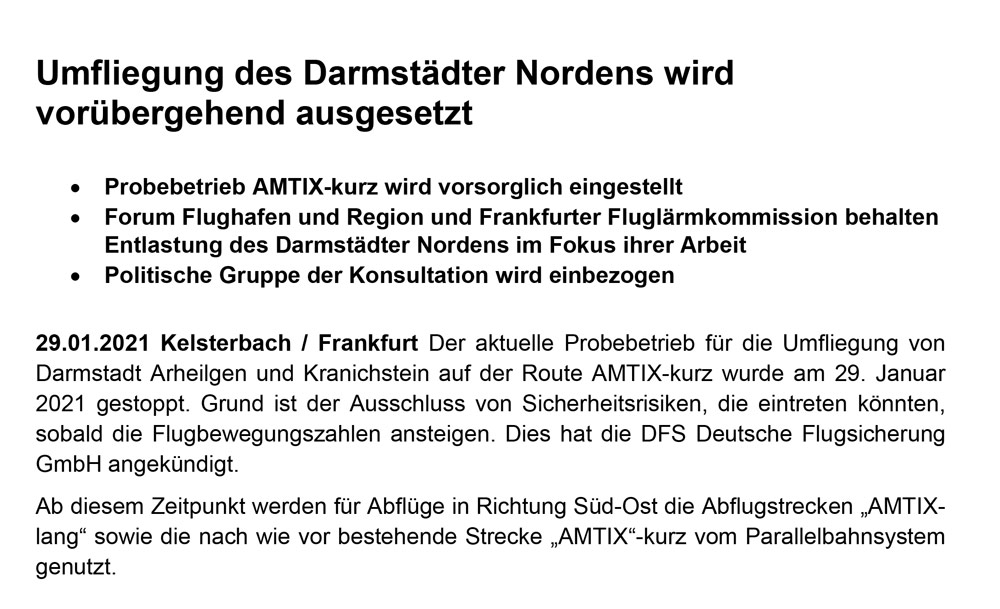 Probebetrieb AMTIX (kurz) vorläufig eingestellt!